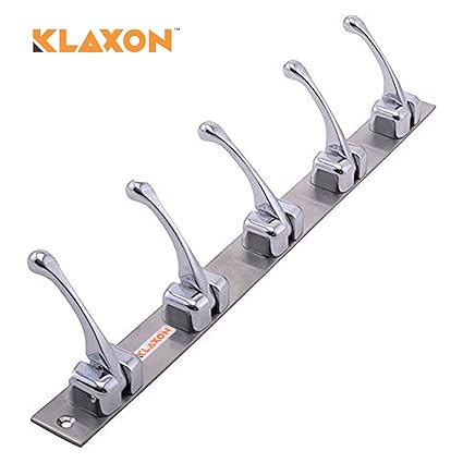 Klaxon Brass Folding Hook Rail (Silver, Chrome Finish)