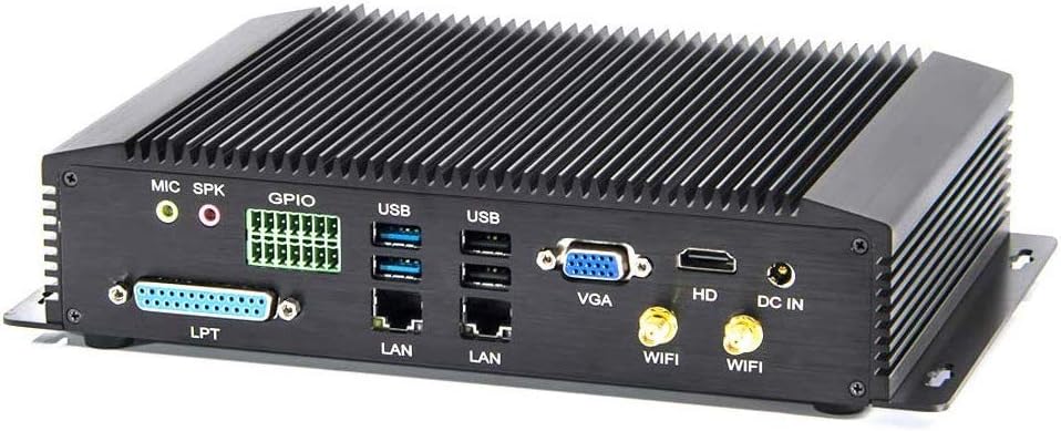 Partaker Fanless Industrial PC,Mini Desktop Computer with Intel Core I5 4200U Dual Core CPU, 8GB Ram 240GB SSD,6xCOM, 4xUSB 3.0, 4xUSB 2.0, 2xLAN, GPIO, LPT, HD Port, VGA, Wi-Fi, Windows 10 Pro