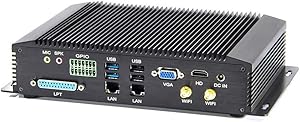 Partaker Fanless Industrial PC,Mini Desktop Computer with Intel Core I5 4200U Dual Core CPU, 8GB Ram 240GB SSD,6xCOM, 4xUSB 3.0, 4xUSB 2.0, 2xLAN, GPIO, LPT, HD Port, VGA, Wi-Fi, Windows 10 Pro