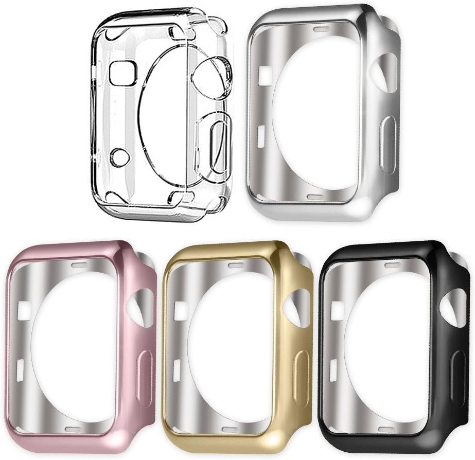 Heyroy Apple Watch Case,resistant Flexible Soft Cover, Ultra-thin Plated Tpu Protector Frame Cover Case for Apple Watch Series 2. (38MM, 5 Colors)