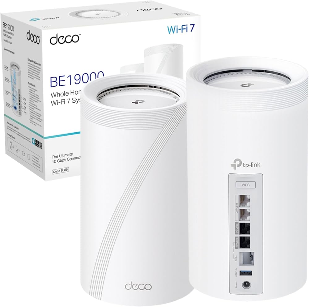 TP-Link Deco BE85 (2-pack) WiFi 7 Mesh BE19000 Tri-Band 10Gbps WAN LAN Ports