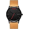 MVMT Classic Men's 45 MM Analog Black Tan Watch with Leather Strap