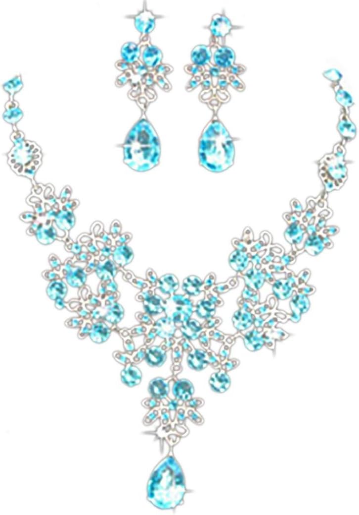 Mandystore Prom Wedding Bridal Jewelry Sets Crystal Rhinestone Necklace Earrings Jewelry Sets