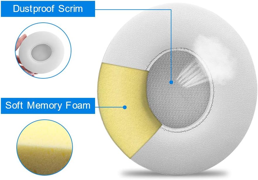 Beats Solo Replacement Ear Pads by Link Dream - Replacement Ear Cushions Kit Memory Foam Earpads Cushion Cover for Solo 2.0/3.0 Wireless Headphone 2 Pieces (White): Electronics