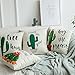 MIULEE Pack of 4 Summer Style Cactus Decor Throw Pillow Cover Green Plants Decorative Cotton Linen Burlap Square Outdoor Cushion Cover Pillow Case for Car Sofa Bed Couch 18 x 18 Inch