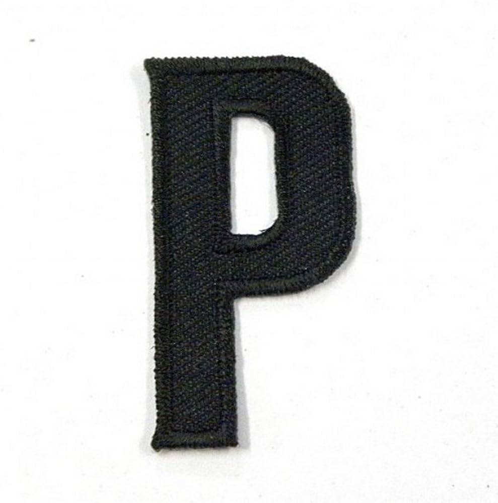 Letter Patches P English Capital Letter Character Alphabet 50mm Black Stripe Iron On Patch Embroidered Shirt Hat Clothing Jeans Jacket