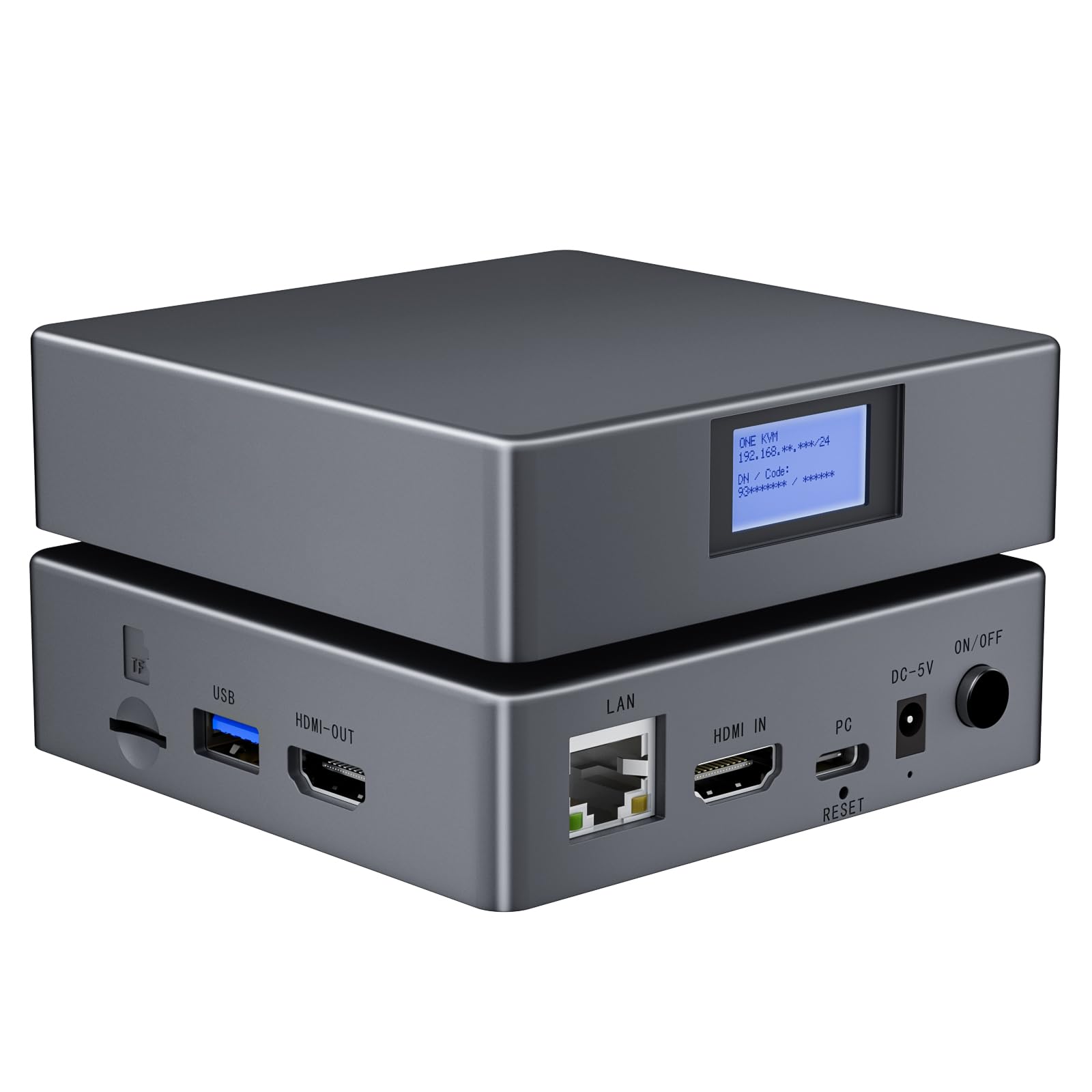 Photo 1 of ANGEET IP KVM Remote Control Over Internet, KVM Over IP, 4K@30Hz,Simulate Keyboard Mouse Touch Screen Remote Operation PC,Servers, Install OS Via BIOS, Audio,Mini Screen, for Windows, Mac and Android