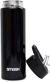 Smash Stainless Steel Drink Bottle 750ml Black with Flip Top Lid view 2