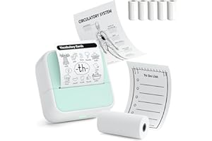Tylorix Sticker Printer - PrintPods, Inkless Mini Printer, Sticker Maker, Bluetooth Portable Thermal Printer for Phone, Study Notes, Diagrams & Photos, DIY, Kids Gift | 5 Sticky Paper Rolls (Green)