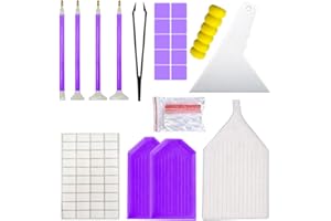 KTCLCATF 54PCS Diamond art Accessories Tools Kits Multiple Sizes Diamond Painting Trays Pens for Adults to Make Diamond Art Craft Tweezers Glue Label Zip-Lock Bag Diamond Correction Storage (Purple-54PCS)