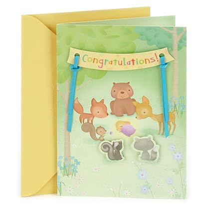 Amazon Com Hallmark Baby Shower Card Animals In The Woods Office Amazon Com Hallmark Baby Shower Card Animals In The Woods Office