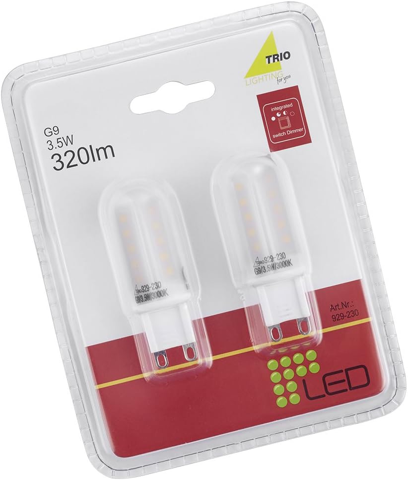 Trio Leuchten 929 230 A +, Glass, 3.5 Watt - G9 LED Light Bulb, Clear, 1.8 x 1.8 x 5.5 cm