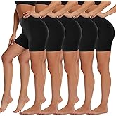 5 Pack Biker Shorts Women - 5"/8" High Waist Spandex Workout Yoga Running Athletic