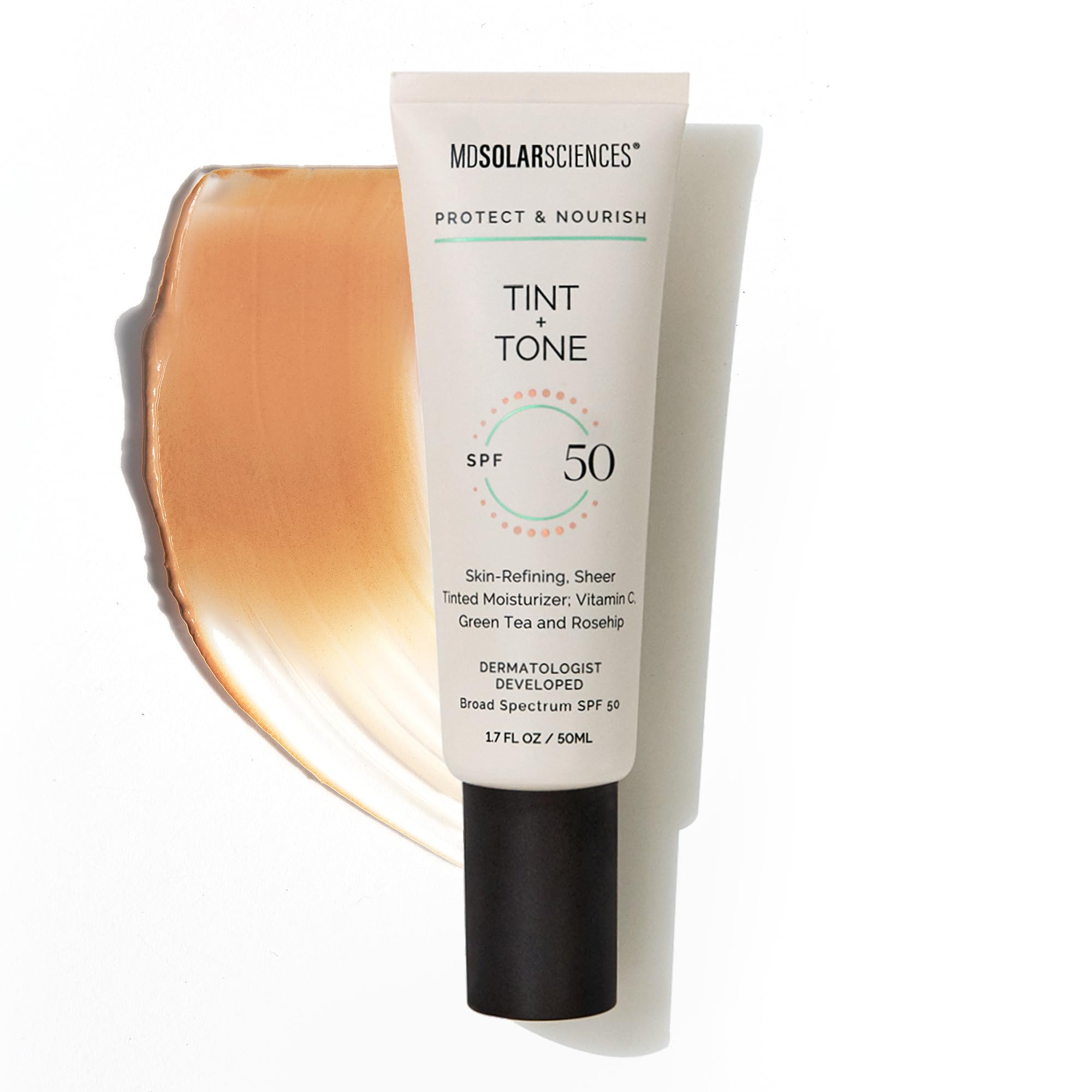 Photo 1 of MDSolarSciences Tint + Tone Sheer Tinted Moisturizer SPF 50 | Evens Skin Tone, Brightens & Hydrates | Ceramides, Antioxidants & Vitamin C | Clinically Proven | Safe for Sensitive Skin (1.7 Fl Oz)