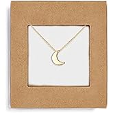 Kaibig Dainty Crescent Moon Pendant Necklace, Gold Plated, 40cm Chain with 5cm Extension, Minimalist Style