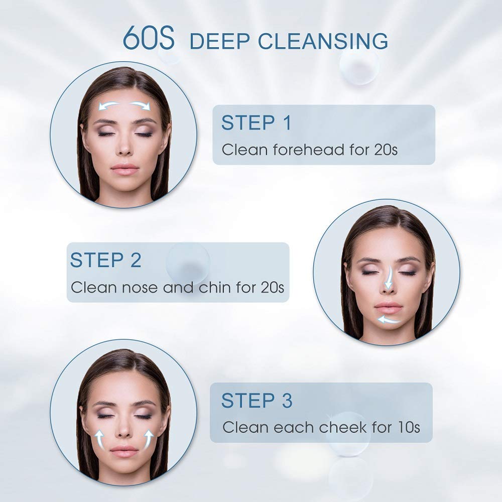 Worthown Facial Cleaning Brush Face Scrubber Electric Rechargeable Face Spin Brush Waterproof Deep Cleansing Face Brush for Cleaning and Exfoliating Pore Cleaner with 2 Brush Heads Replacement (White)