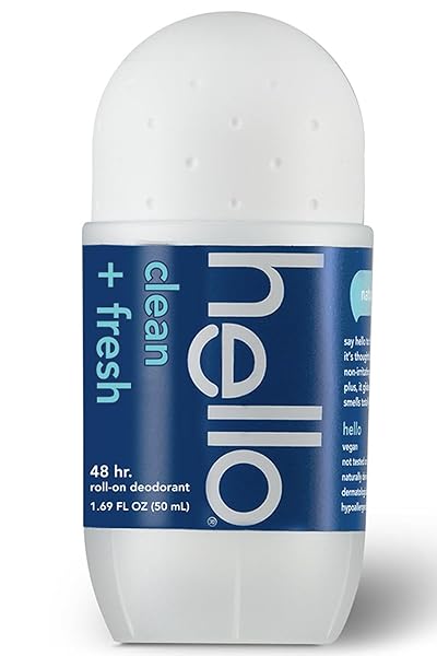 HELLO CLEAN & FRESH DEODORANT, 48H ODOR PROTECTION, ALUMINUM FREE, VEGAN & PARABENS FREE, 1.69 OZ