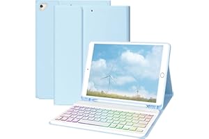MORECOO iPad Keyboard Case 10.2 inch iPad 9th 8th Generation 2020 / 7th Gen 2019, iPad 9th Generation Keyboard Detachable Backlit Keyboard with Pencil Holder,iPad Keyboard Cover 9 Gen(Blue)