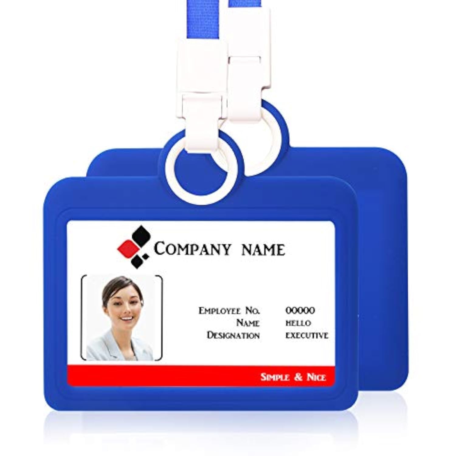 Badge Holder ID Badge Card Holder Horizontal with Lanyard Silicon Neck Strap Heavy Duty ID Card Business Card Offices Supplies Dark-Blue