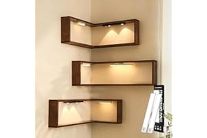 Smart Corner Shelves That Light up Your Space,Illuminated Corner Shelf for Figurines and Collectibles, Modern Wall-Mounted Di