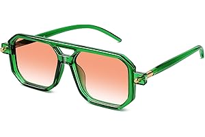 kunchu Retro Aviator Sunglasses for Women Men - 70s Trendy Square Vintage Shade Sun Glasses UV Protection