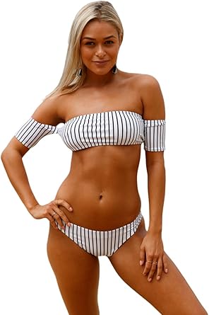 two piece off the shoulder swimsuit