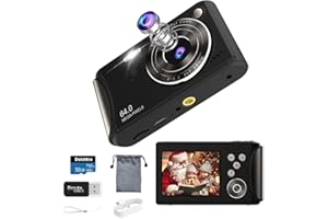 4K Digital Camera for Photography, 64MP Autofocus Vlogging Camera for YouTube, Anti-Shake, LED Screen, 18X Zoom, Point and Sh