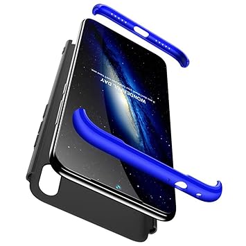 Qsdd Ersatz für Xiaomi Redmi Note 7 360°Schutz 3 in1 Gehäuse + 1 * Hartglas-Displayschutzfolie TPU-Stoßfänger Stoßfest kratzf