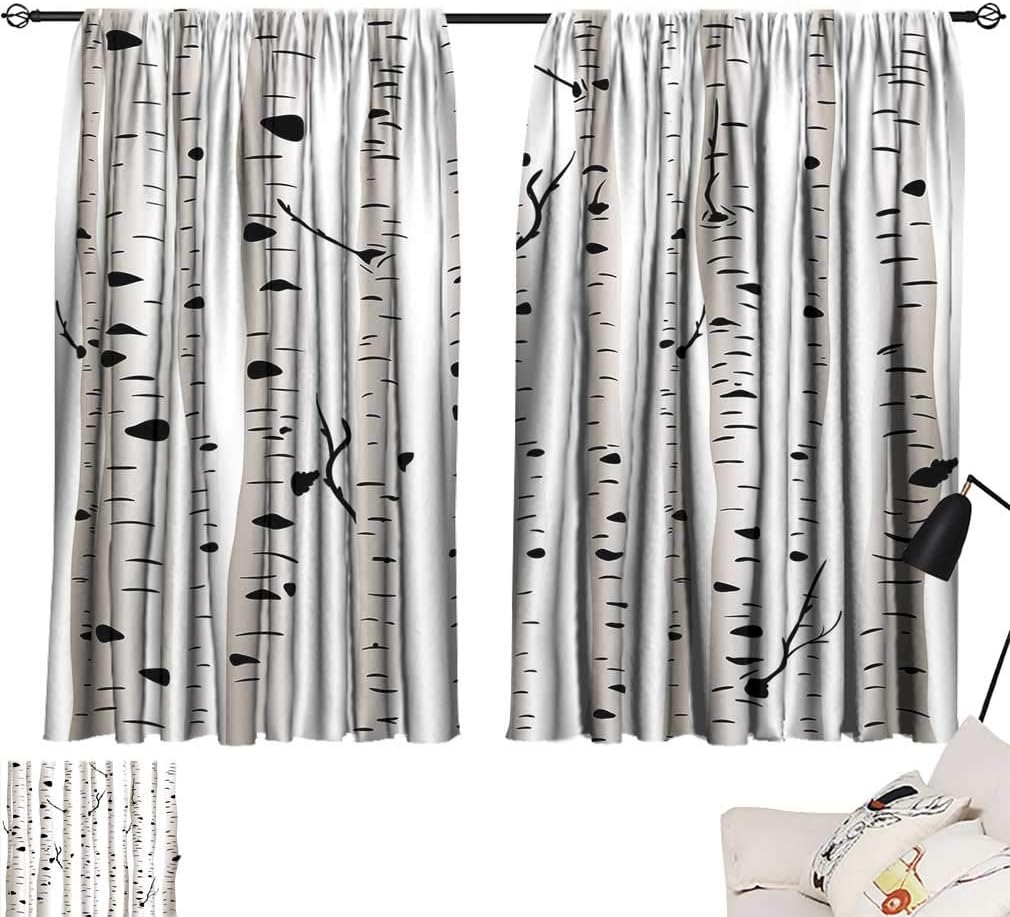 Birch Tree Blackout Curtains, Forest Seasonal Nature Woodland Leafless