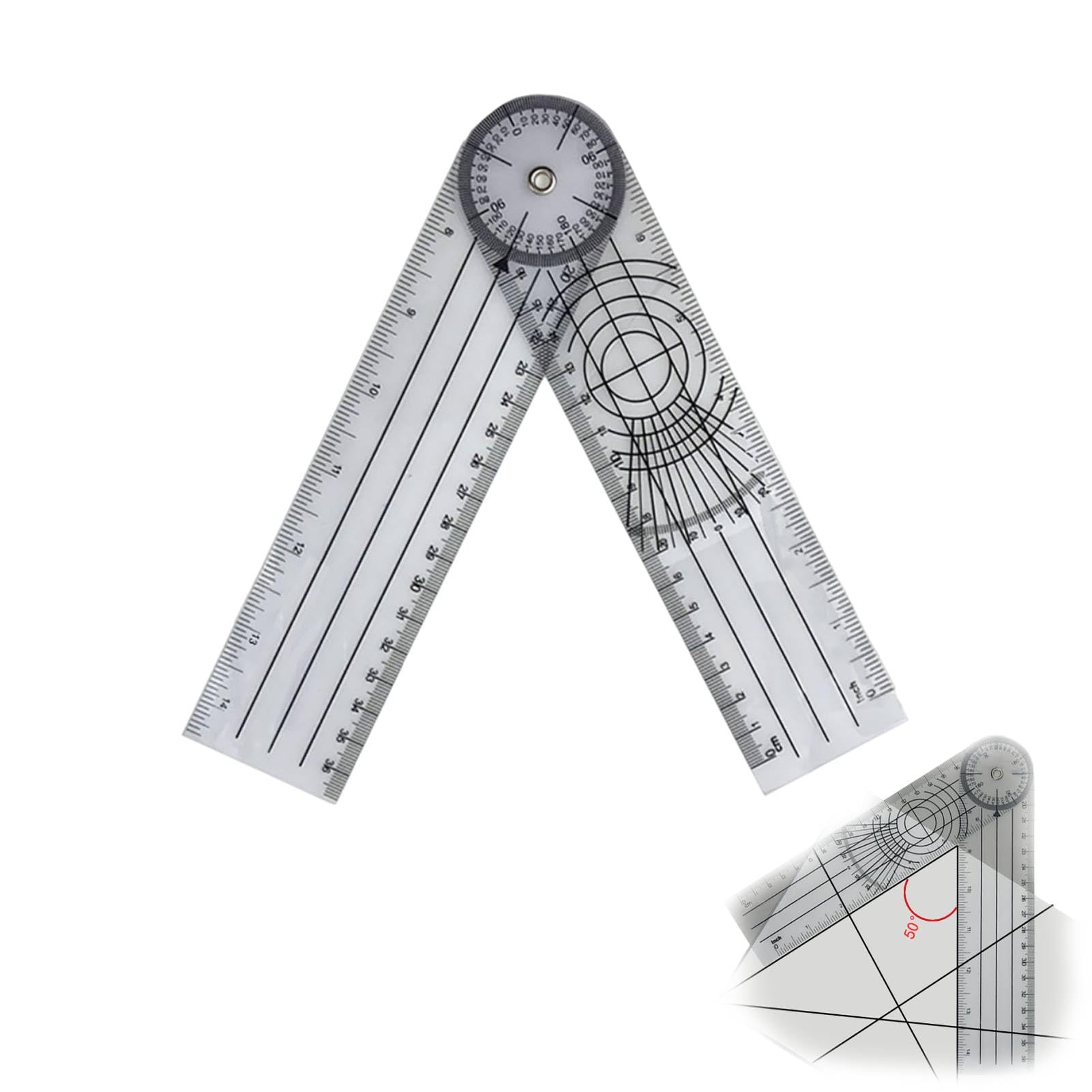Goniometer 6.9x1.8in 0 to 360° Angle Transparent Angle Ruler Plastic Goniometer Ruler Measuring Tool for Drawing Clear Can Rotate Body Measuring Tape