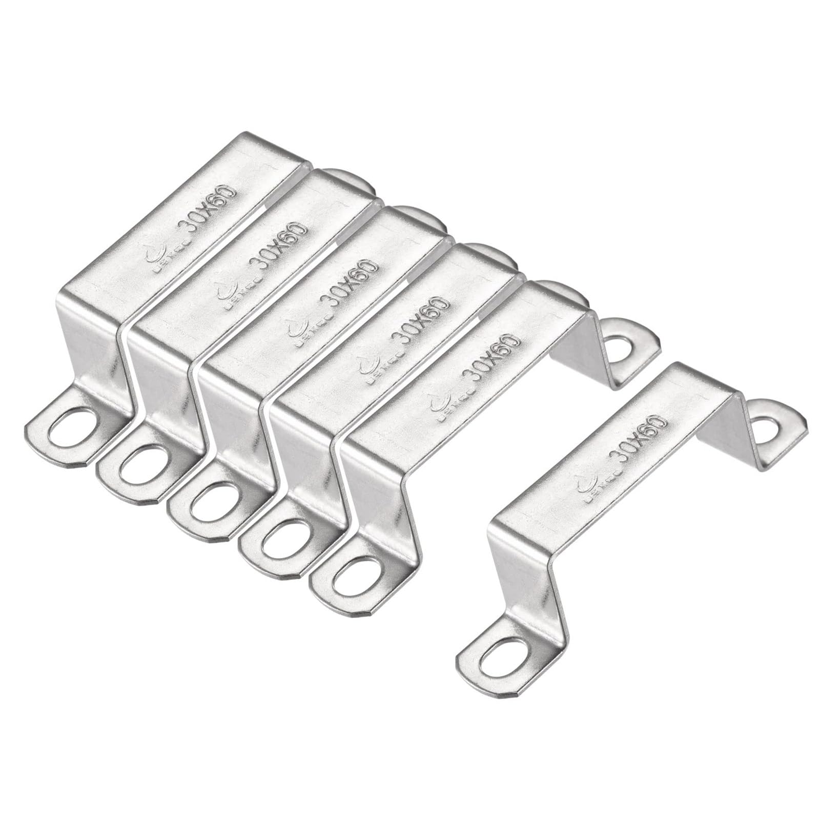 MACHSWON 28 x 62mm U Shaped Strut Connector Bracket 304 Stainless Steel Square Pipe Clamp for Door Closed Bar Holder 6pcs — image 1