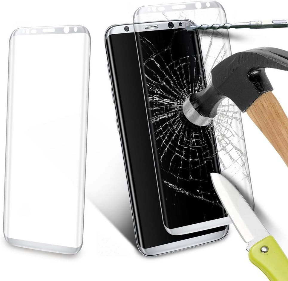 Galaxy S8 Plus Tempered Gorilla Glass 3D Touch Compatible Premium Sensitive Flexible 0.26mm Tempered Glass Screen Protector for Samsung Galaxy S8 Plus - FITS Galaxy S8 Plus (Clear) (White) (Silver)