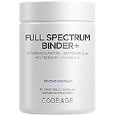 Codeage Binder + Systemic Binder Supplement - Activated Charcoal Pills, Bentonite Clay Mineral Powder, Fulvic & Humic Acids, Molybdenum, Carbon Forms - 90 Capsules