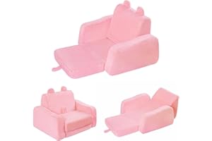 ENITYA Toddler-Couch, Toddler-Chair Fold Out, Pink Kids Sofa, 3-in-1 Convertible Sofa to Bed Comfy for Watching TV/Reading/Gaming/Resting