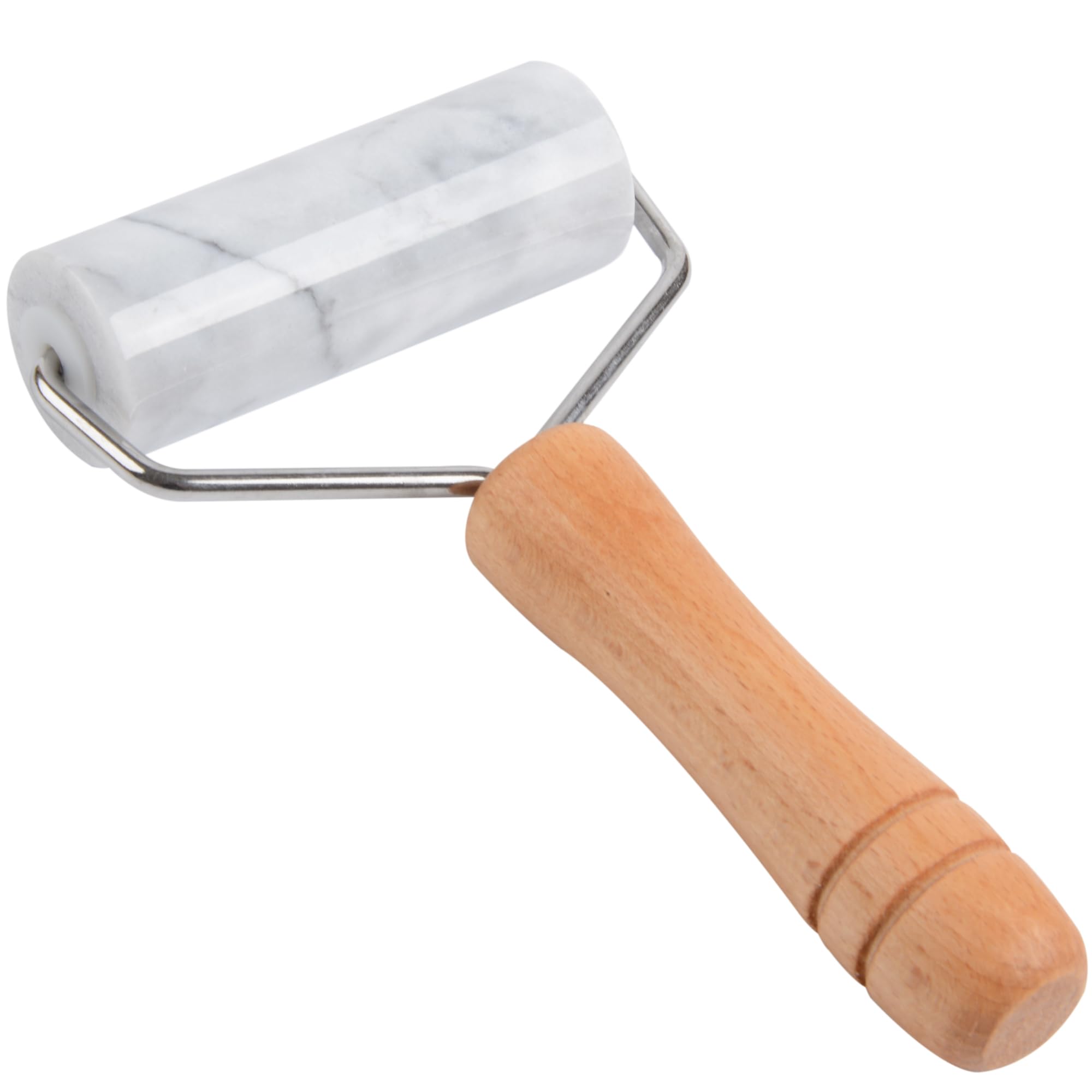 Tianman Small Marble Rolling Pin Pizza Roller, Marble Dough Roller Non-Stick T-Type, for Cake Baking Tortilla Fudge Pizza Cookies and Other Kitchen Baking Cooking (Type 2 White).