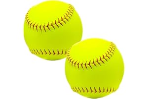 Rarapop Sports Fastpitch Softballs, 11 Inch Yellow Practice Softball, Unmarked & Leather Covered Training Ball for Games, Practice and Training