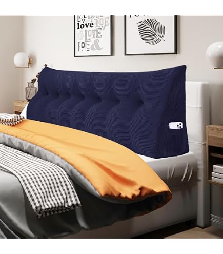 WUIOYNF Large Triangular Headboard Wedge Pillow - 71x8x20 Inch Bed Rest Reading Pillow With Removable Cover