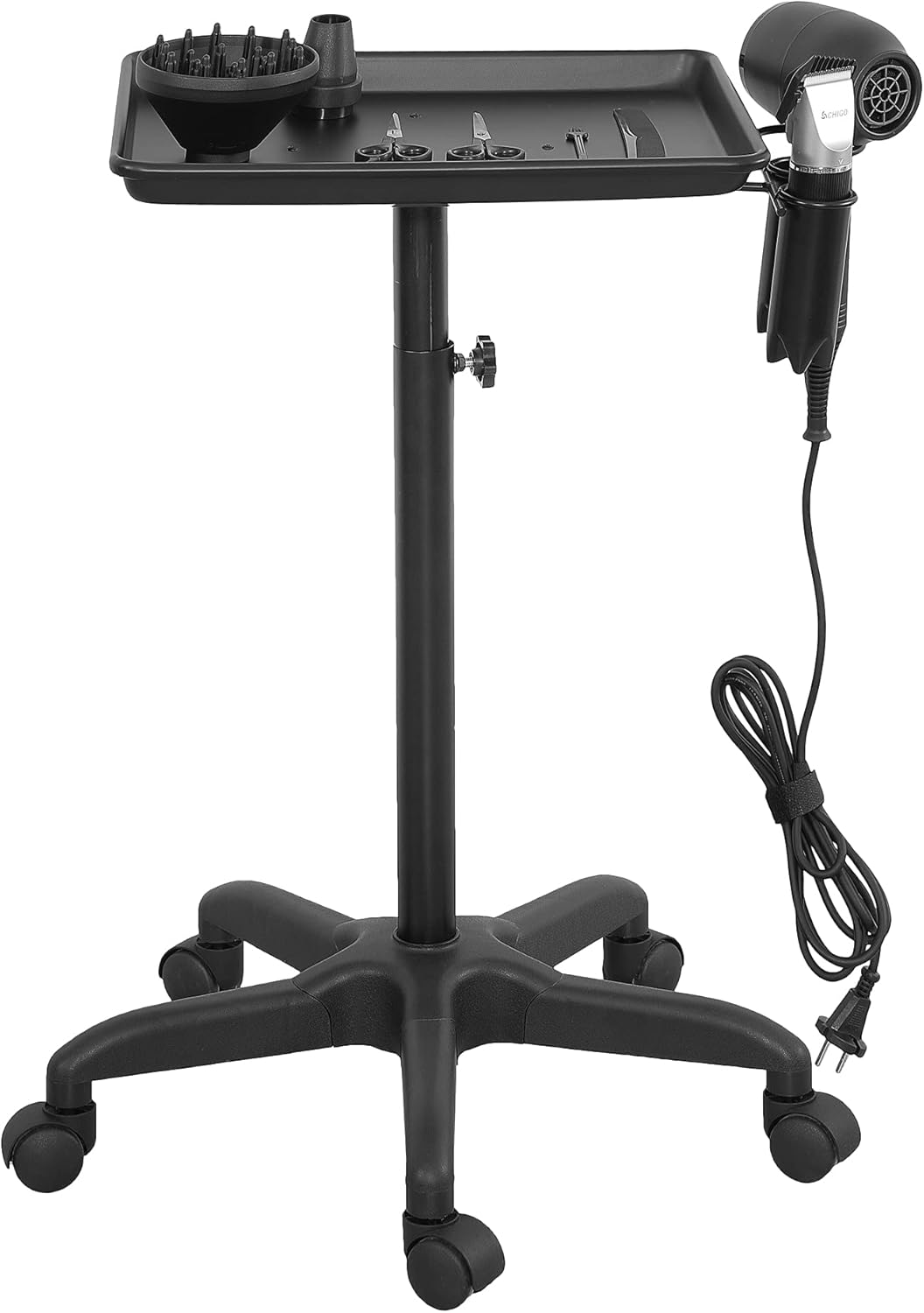 Salon Tray Premium Aluminum Trolley Tattoo Rolling Tray Station Hair Color Beauty SPA Service Cart(Black): Kitchen & Dining