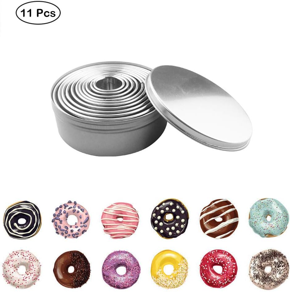 Hofumix Round Cookie Cutters Biscuit Baking Cutters Set Stainless Steel Circle Cutters for Cooking Donuts Metal Ring Mold Pastry Cutters 11 Pieces