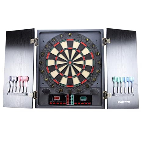 MCTECH® Profi Elektronische Dartscheibe Dartboard Dartona Soft-Dartpfeile Steeldart 12 Dartfeile + 202 Varianten (type C)