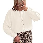 ThCreasa Womens Open Front Cardigan Sweaters Button Down Long Sleeve Casual Crew Neck Solid Knit Cardigans Outerwear