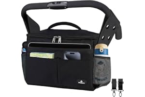PHILORN Universal Stroller Organizer with Cup Holders - Stroller Caddy with Large Storage Capacity Fits for Stroller Like Uppababy, Baby Jogger, Britax, BOB, Umbrella, Evenflo, Doona,and Pet Stroller