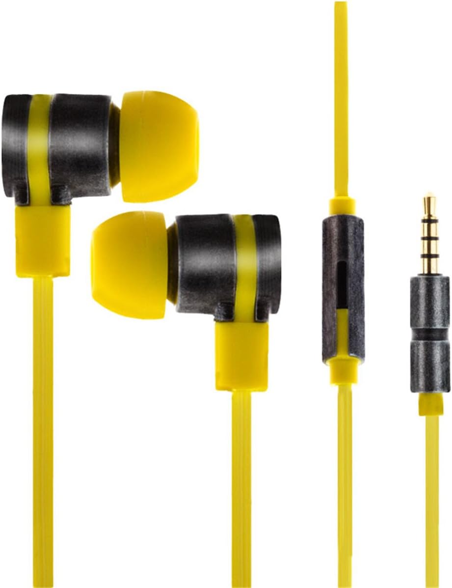 Ueelr US-06 In Ear Earbuds Headphones with Mic Antique Silver Znalloy Sound Chamber Yellow