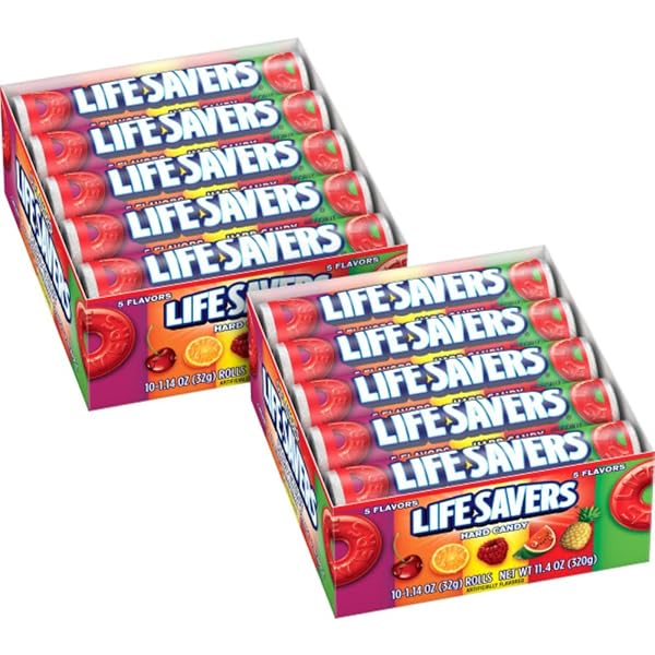 LIFE SAVERS 5 FLAVORS HARD CANDY ROLLS, 1.14 OUNCE – 10 COUNT (PACK OF 2)