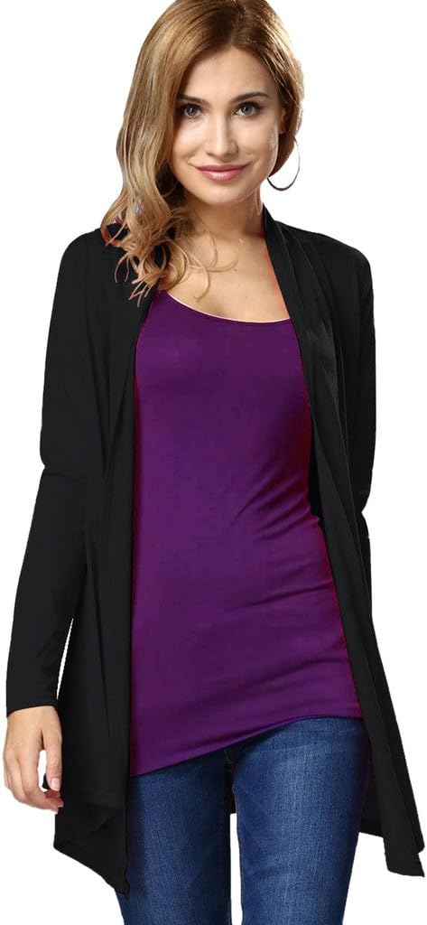 Choose Women Classic Long Sleeve Open Front Draped Cardigan