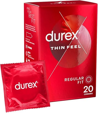 Durex Thin Feel Condoms 20s - Regular Fit, Natural Latex, Silicone Lube