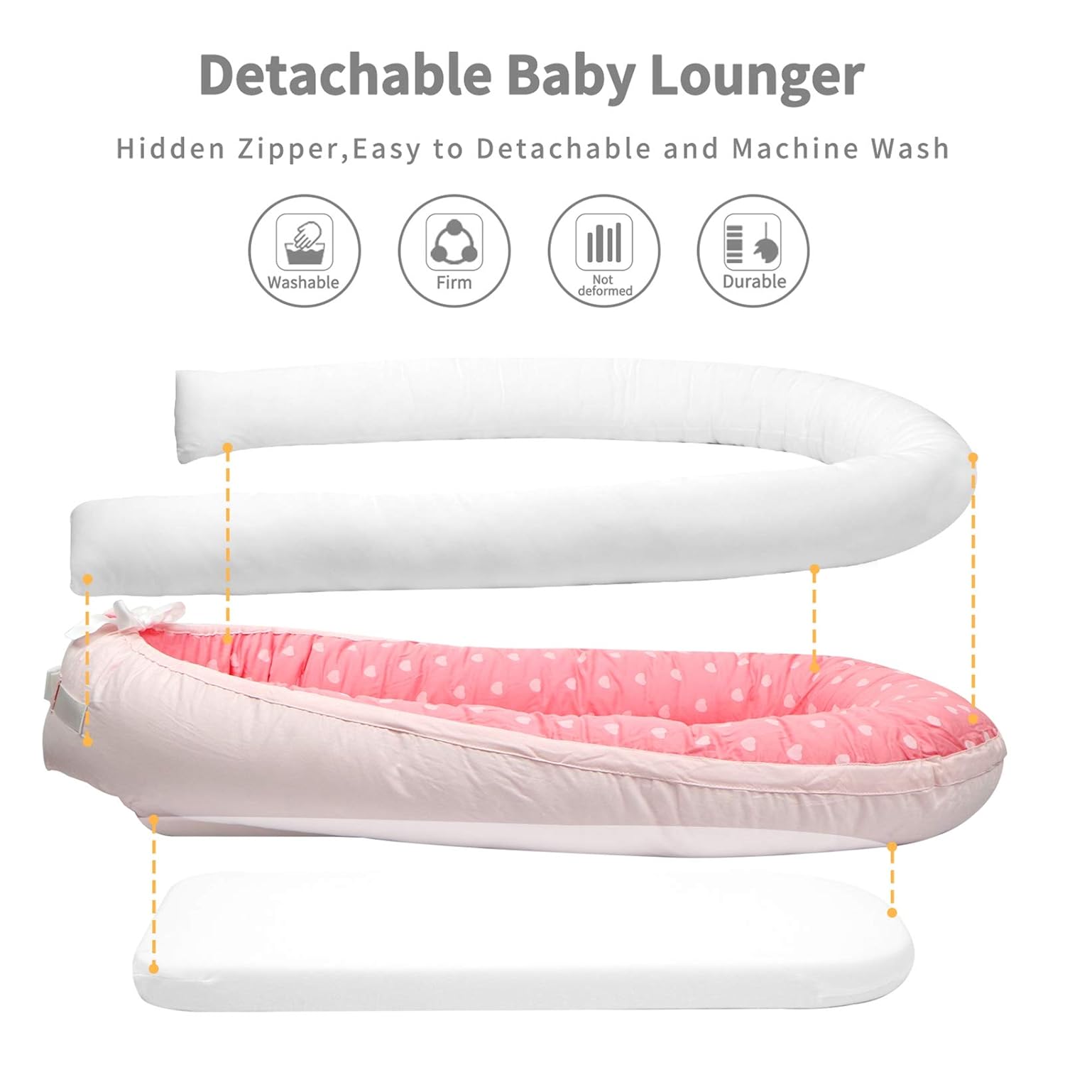 Baby Lounger Baby Nest Baby Bassinet for Bed Newborn Lounger Portable Cribs -100% Organic Cotton Baby Portable Crib Perfect for Travel with Extra Soft Cotton Pad Perfect for Co Sleeping (Pink) : Baby
