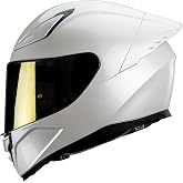 HAX Onix Full Face Motorcycle Helmets DOT Approved, Pinlock Ready &amp; Intercom Slot , Motorbike Powersports Street Racing for Men Women（Pearl White, L)