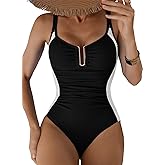 Aleumdr Womens One Piece Swimsuits Tummy Control Bathing Suit U-Wire Cutout Ruched Slimming Swimwear