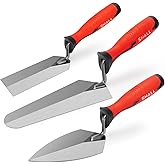 SHALL 3-Piece Masonry Tools Set, 6&rsquo;&rsquo; Margin Trowel, 5.5&rsquo;&rsquo; Pointing and 7&rsquo;&rsquo; Gauging Trowel with Soft Grip Handle, Bricklaying Hand Tool for Concrete, Cement, Plaster, Tile Construction Projects